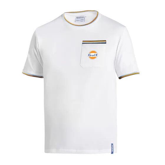 Sparco Gulf Pocket T-shirt 2 Wit Gulf shirt van Sparco met strepen op kraag en mouwen