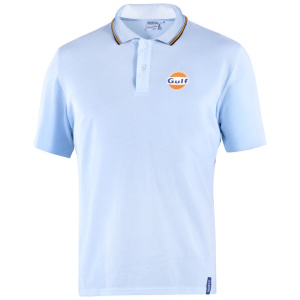 Sparco Gulf polo piqué in lichtblauw met Gulf-patch