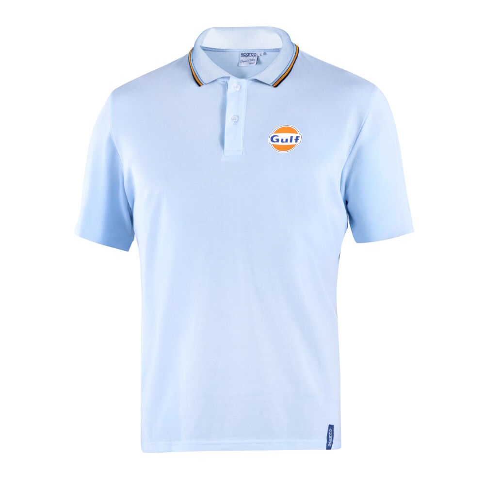 Polo Sparco Gulf piqué 1 Sparco Gulf polo piqué in lichtblauw met Gulf-patch