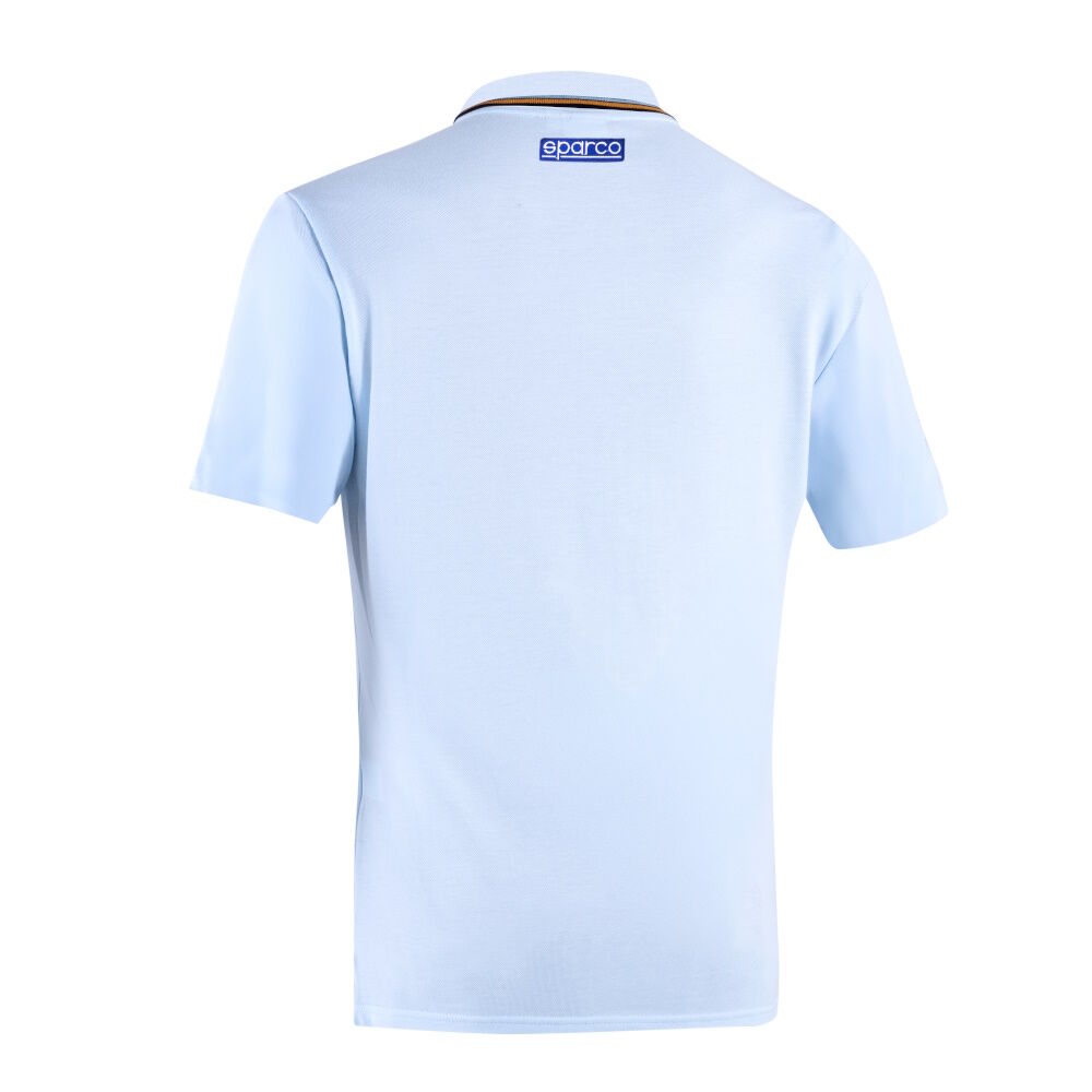 Polo Sparco Gulf piqué 4 Achterzijde van de lichtblauwe Gulf polo met zeefdruk bij de kraag