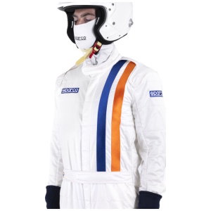 Sparco Gulf race overall replica met Gulf-strepen, vooraanzicht