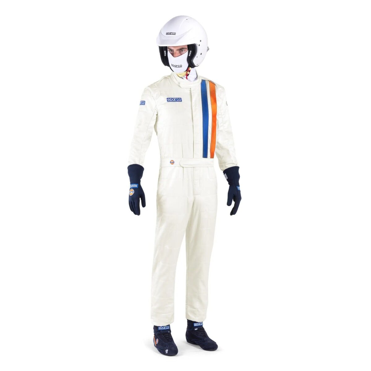 Sparco Gulf Replica FIA racing suit 5 Volledig beeld van de Sparco Gulf Replica overall in klassieke stijl