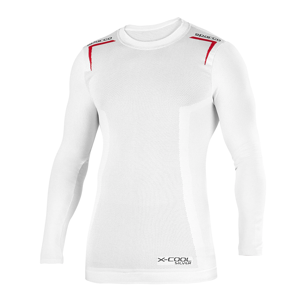 Sous-maillot Sparco K-Carbon manches longues 2 Sparco K-Carbon shirt met lange mouwen in wit met rood