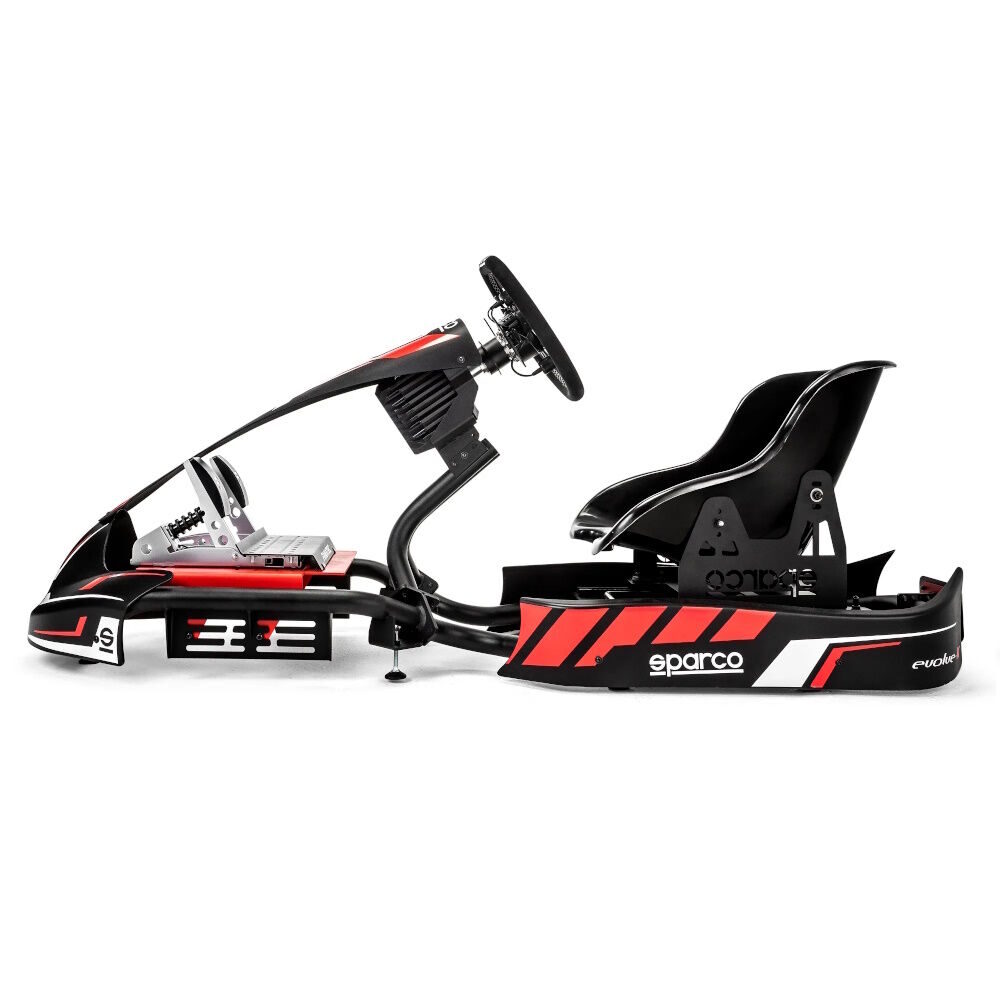 Simulateur Sparco Kart Rig I 3 KG345 kartstuur met Fanatec wielbasis van de Kart Rig I
