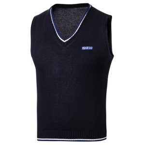 Sparco Knitted Cotton spencer in blauw met V-hals
