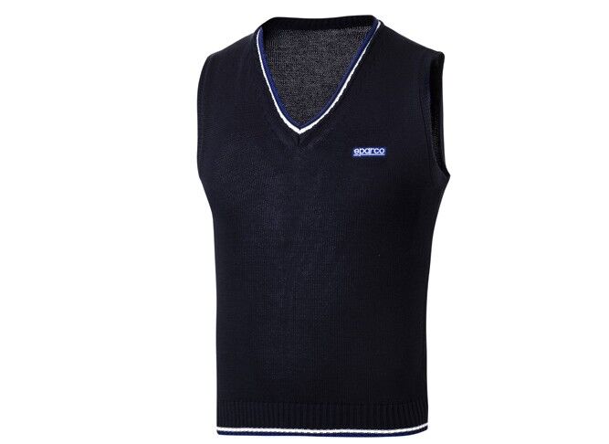 Pull sans manches Sparco Knitted Cotton 1 Sparco Knitted Cotton spencer in blauw met V-hals