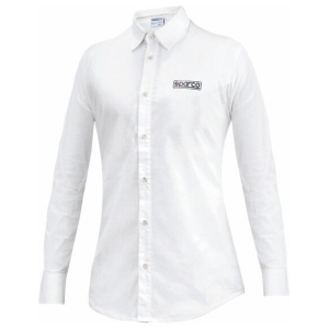 Sparco Lady blouse in wit met blauwe contrastkraag