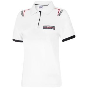 Witte Embroideries polo dames van Sparco met Martini Racing-borduurwerk