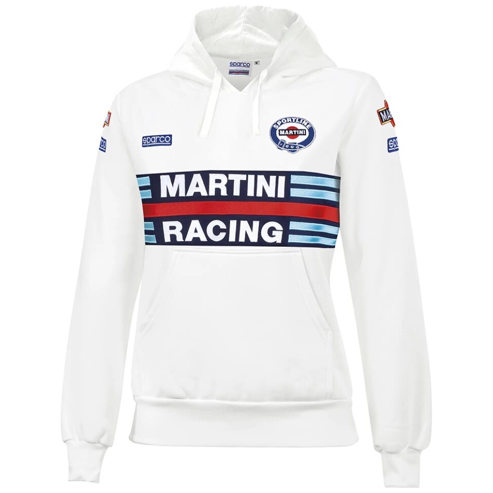 Martini Racing hoodie dames van Sparco in wit met racestrepen