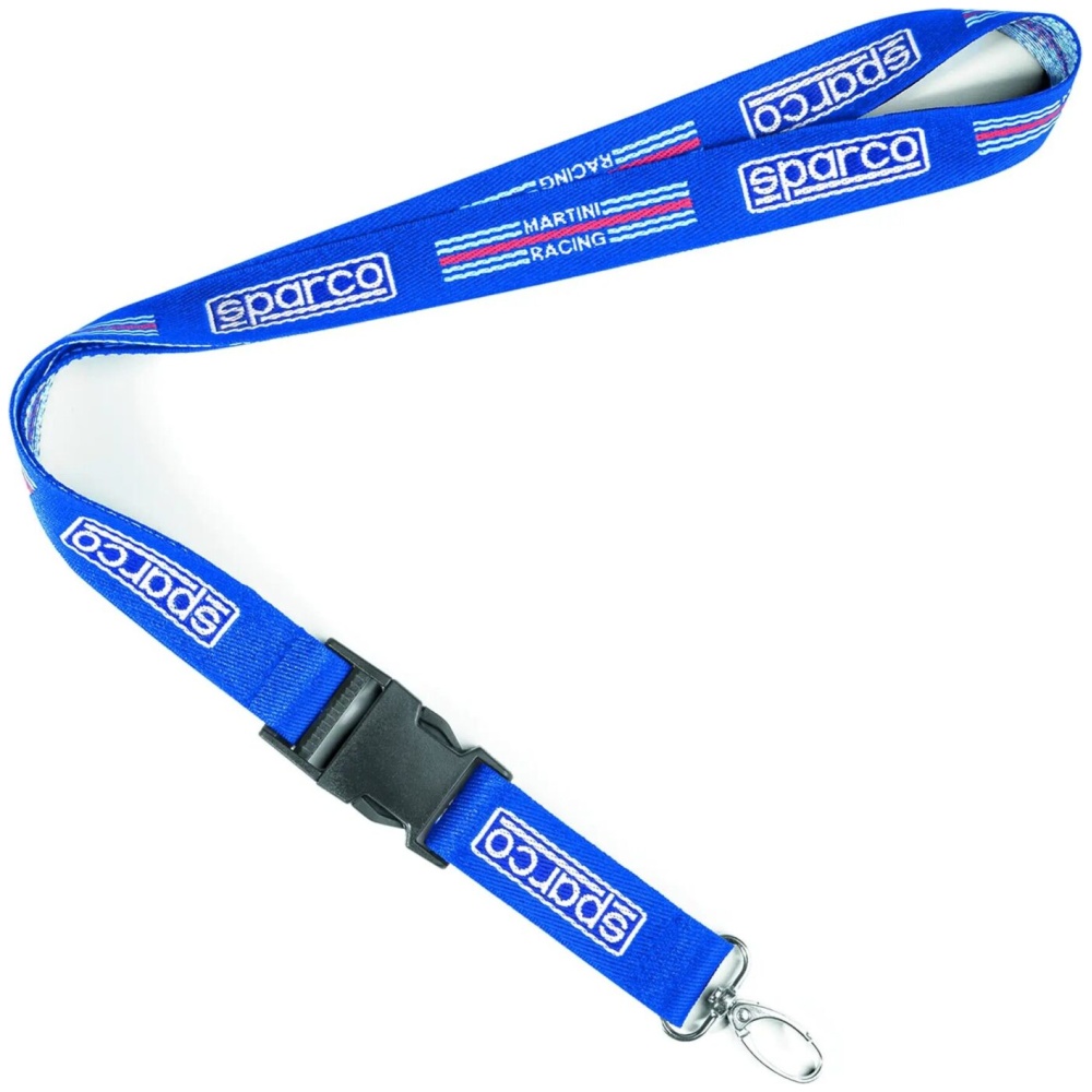 Sparco Martini Racing lanyard met geweven strepen en metalen haak