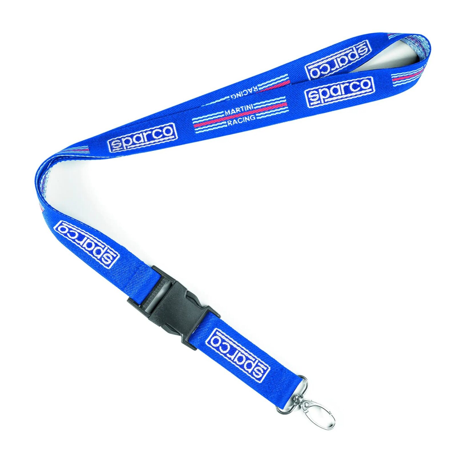 Sparco Martini Racing lanyard 1 Sparco Martini Racing lanyard met geweven strepen en metalen haak