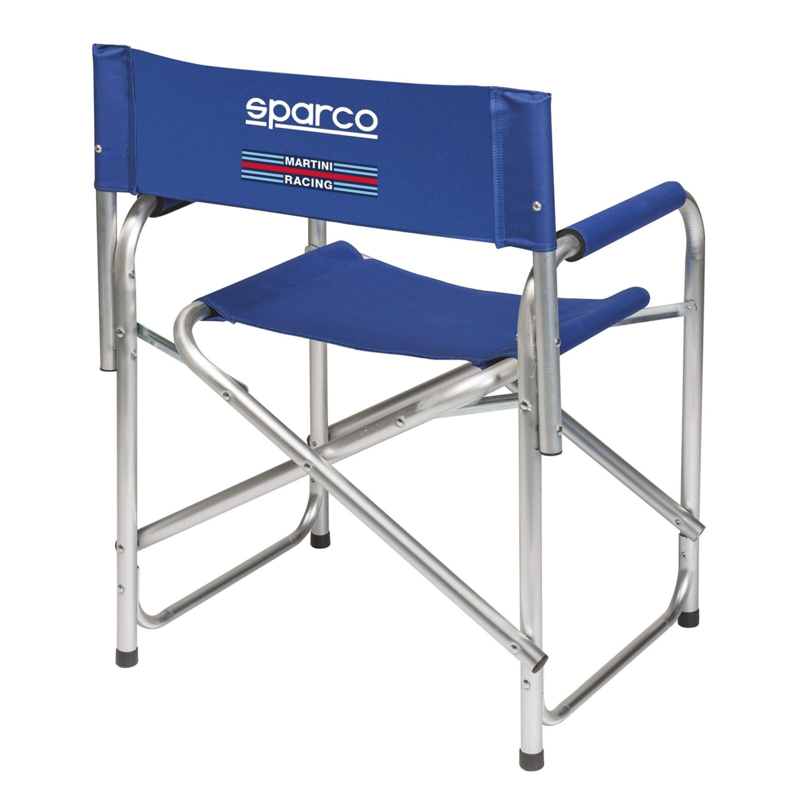 Chaise paddock Martini Racing Sparco 2 Ander aanzicht van de opvouwbare stoel in Martini-kleuren