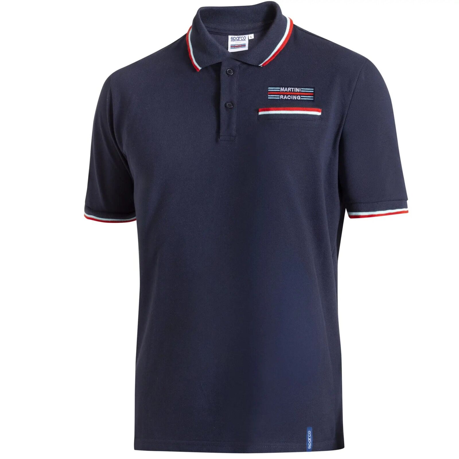 Polo Sparco Martini Racing Pocket 2 Marineblauwe Sparco polo met Martini Racing-patch, vooraanzicht