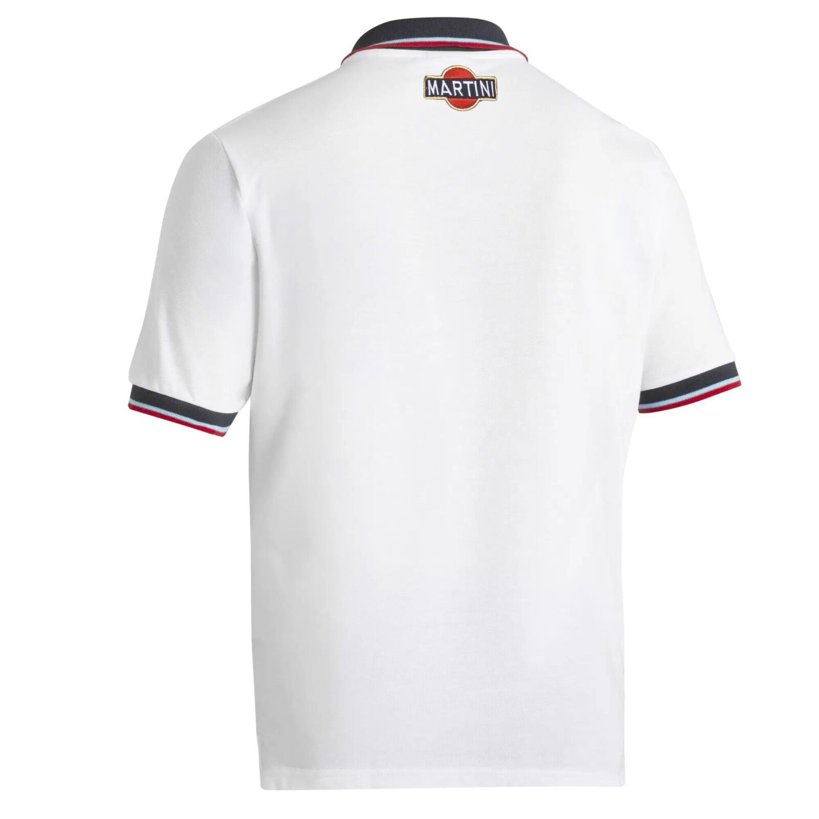Polo Sparco Martini Racing Pocket 5 Achteraanzicht van de witte katoenen polo in Martini-stijl