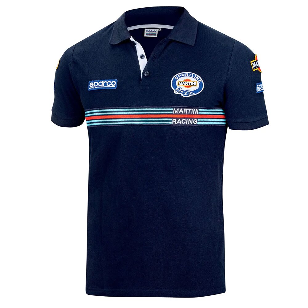 Polo Sparco Martini Racing Replica Patches 1 Martini Racing Replica polo van Sparco in marineblauw