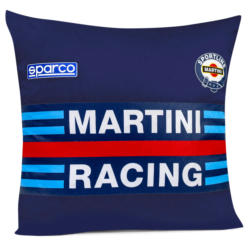 Coussin Martini Racing replica Sparco 2 Marineblauw kussen 40 x 40 cm met print in Martini-stijl