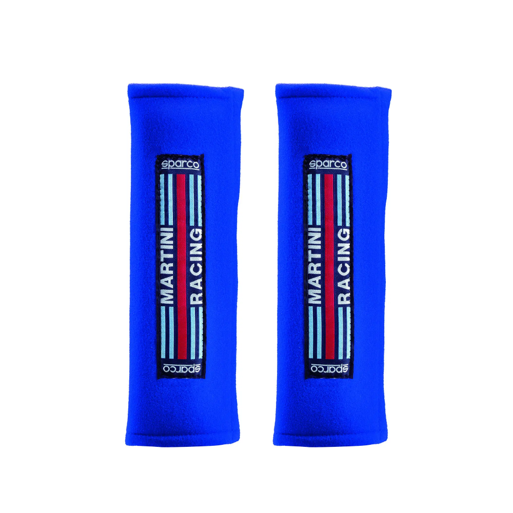 Sparco Martini Racing schouderpads 3 inch 3 Blauwe Sparco gordelpads met Martini-strepen en klittenband