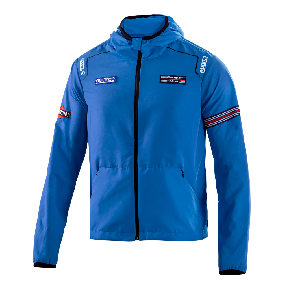 Sparco Martini Racing windstopper 2 Marineblauw Martini Racing windjack van Sparco met capuchon