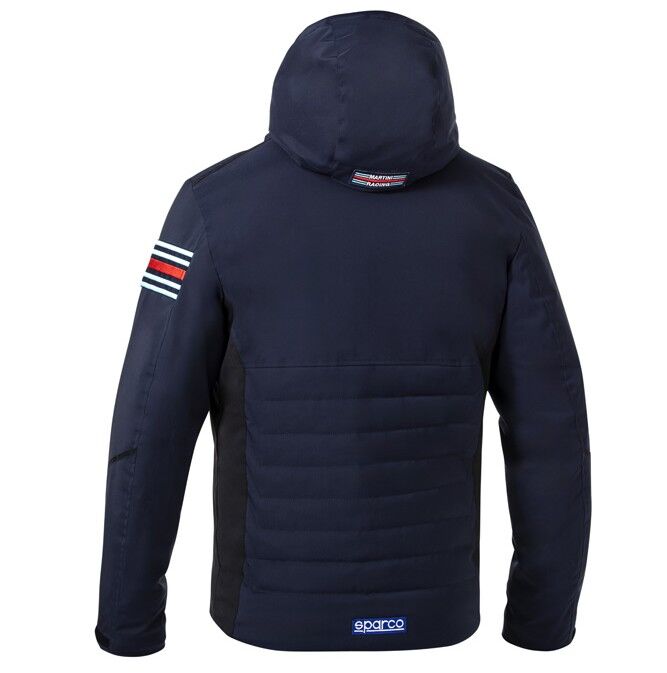 Sparco Martini Racing winterjas 3 Achterkant van de marineblauwe Martini Racing winterjas