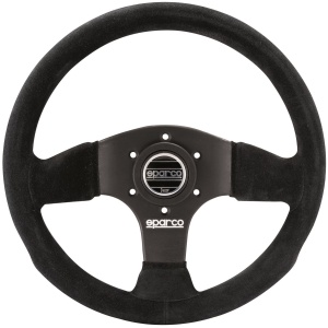 Sparco P300 race stuur van 300 mm in zwart suède met platte schotel