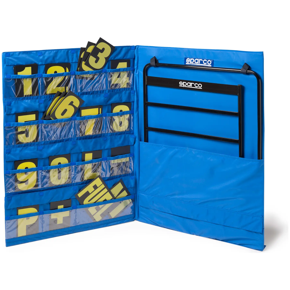 Sparco pitbord kit met aluminium frame, cijfers 0 tot 9 en draagtas