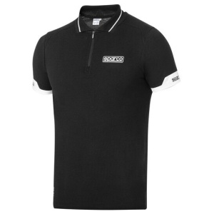 Sparco Polo Zip heren in zwart met gecoate rits