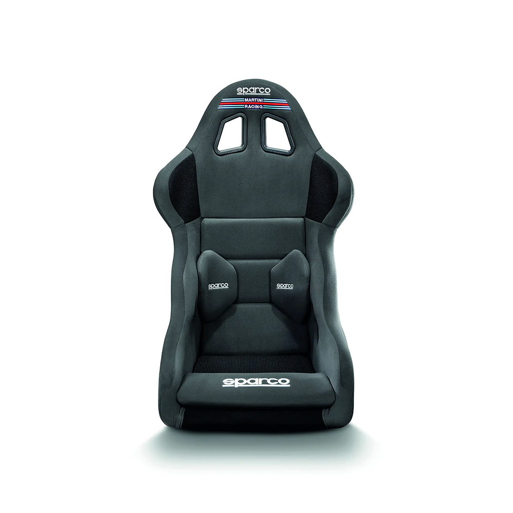 Sparco Pro 2000 QRT Martini Racing FIA racing seat 4 Vooraanzicht van de Sparco Pro 2000 Martini Racing stoel in grijs