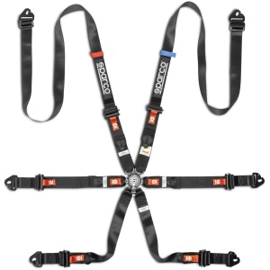 Sparco Pro H-9 Endurance FIA gordel 6-punts in zwart