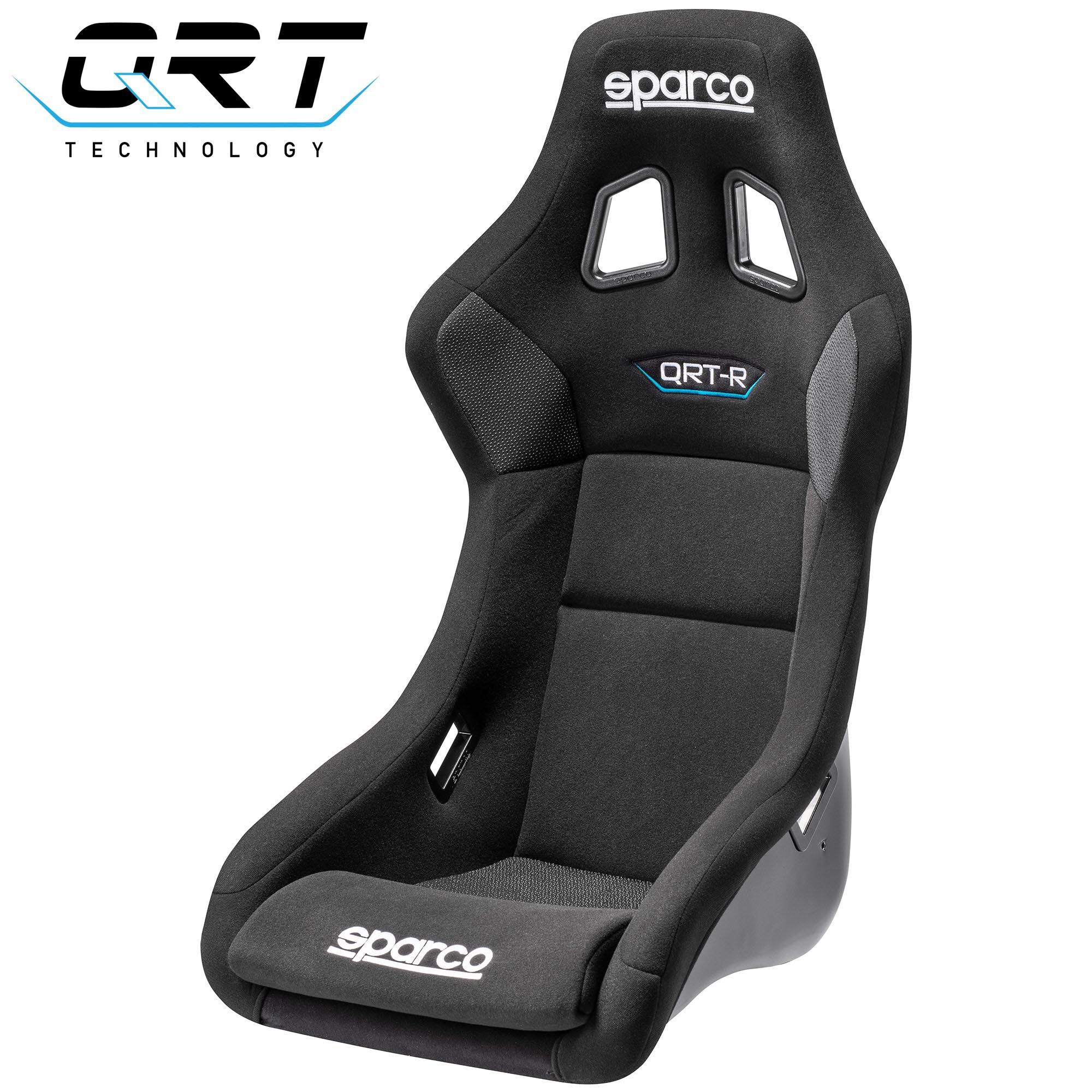 Sparco QRT-R FIA racing seat 1 Sparco QRT-R kuipstoel met agressief ontwerp en stoffen bekleding