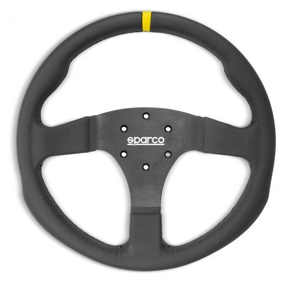 Volant de course Sparco R330 2 Lederen uitvoering van het Sparco 330 stuurwiel met zwarte spaken