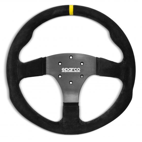 Volant de course Sparco R330 1 Sparco R330 race stuur met suède grip en gele positie-indicator