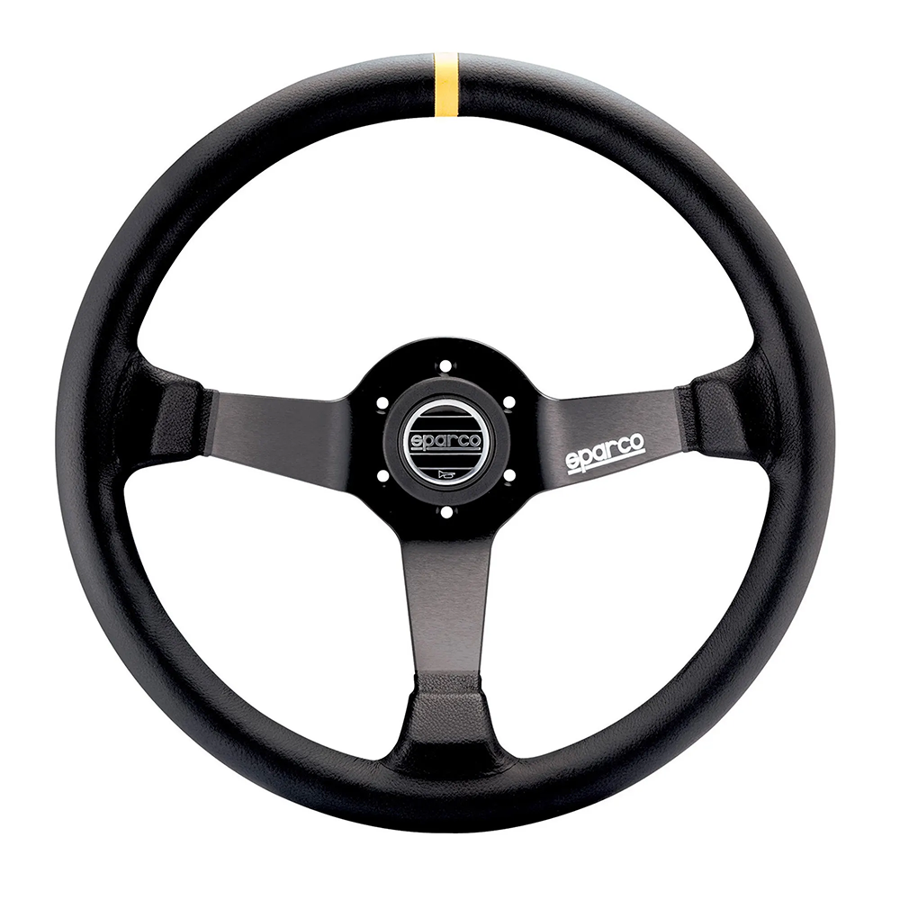Volant de course Sparco R345 1 Sparco R345 race stuur met lederen grip en 3-spaaks halfschotel