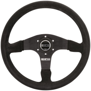 Sparco R375 race stuur van 350 mm in zwart suède, vooraanzicht