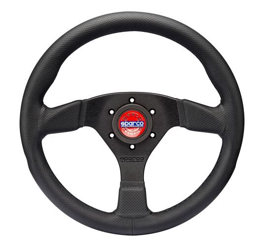 Volant tuning Sparco R383 Champion 1 Sparco R383 Champion tuning stuur met plat profiel en geperforeerd leder