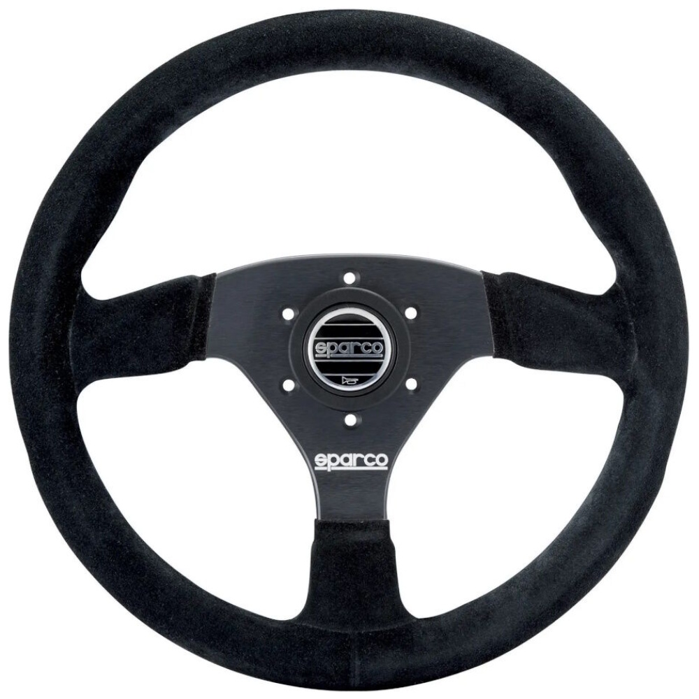 Sparco R383 race stuur met zwart geanodiseerde spaken en suède rand