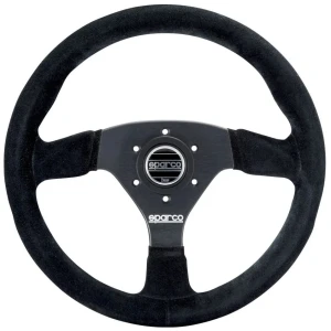 Sparco R383 race stuur met zwart geanodiseerde spaken en suède rand