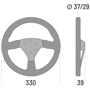 Sparco R383 race stuur met zwart geanodiseerde spaken en suède rand