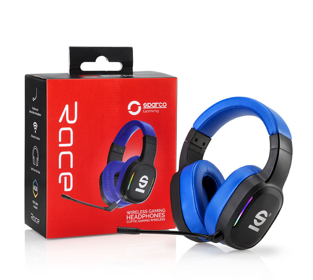Sparco Race Headphone Pro gaming headset 1 Sparco Race Headphone Pro draadloze headset in zwart en blauw