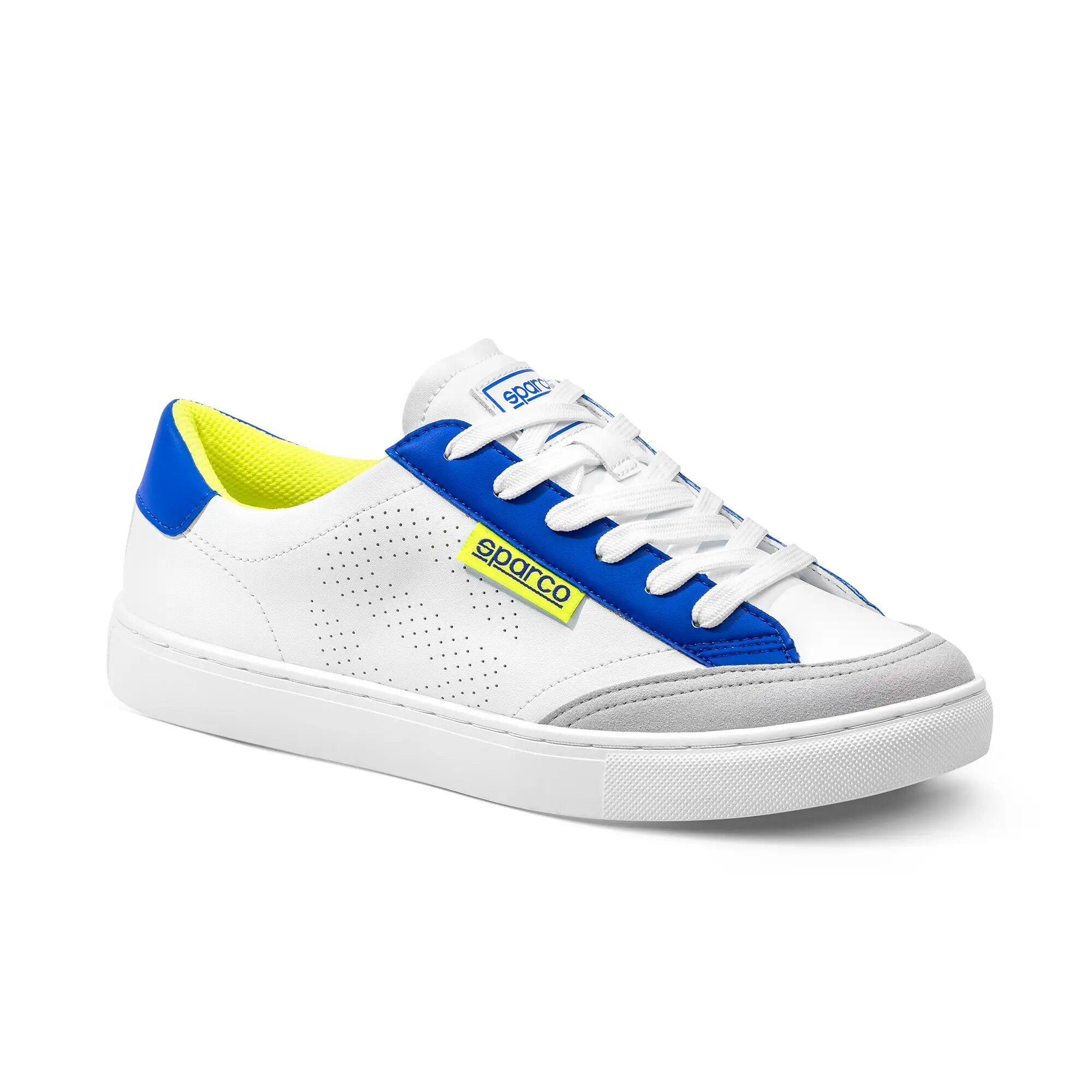 Sparco S-Time sneakers 5 S-Time sneaker van Sparco in wit, blauw en fluogeel