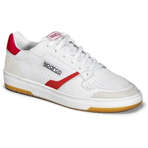 Sparco S-Urban sneakers in wit met rood, retro jaren 80 model