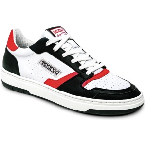 Sparco S-Urban sneakers in wit met rood, retro jaren 80 model