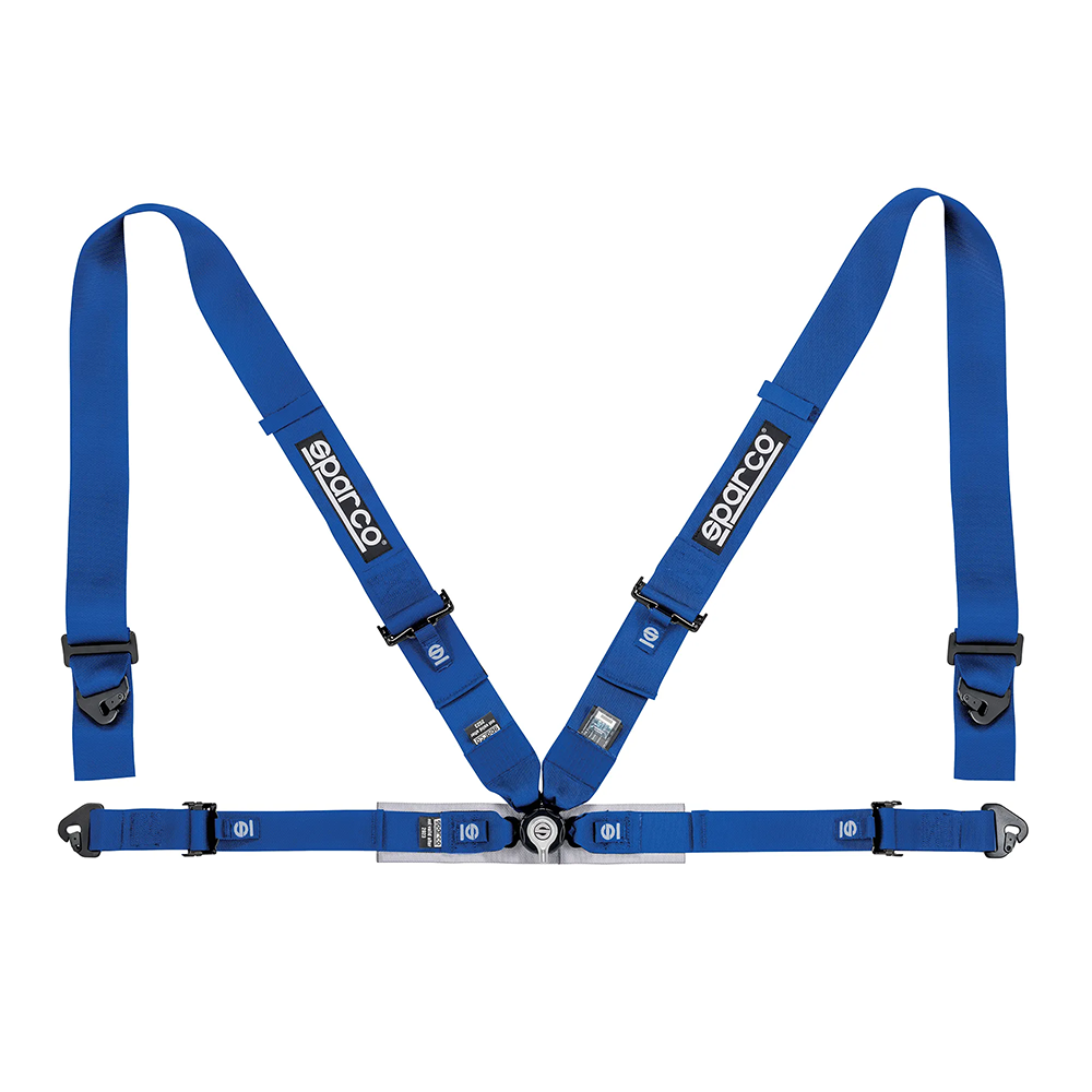 Harnais FIA Sparco Sport H-4 4 points 2 Blauwe uitvoering van het Sparco 4-punts harnas