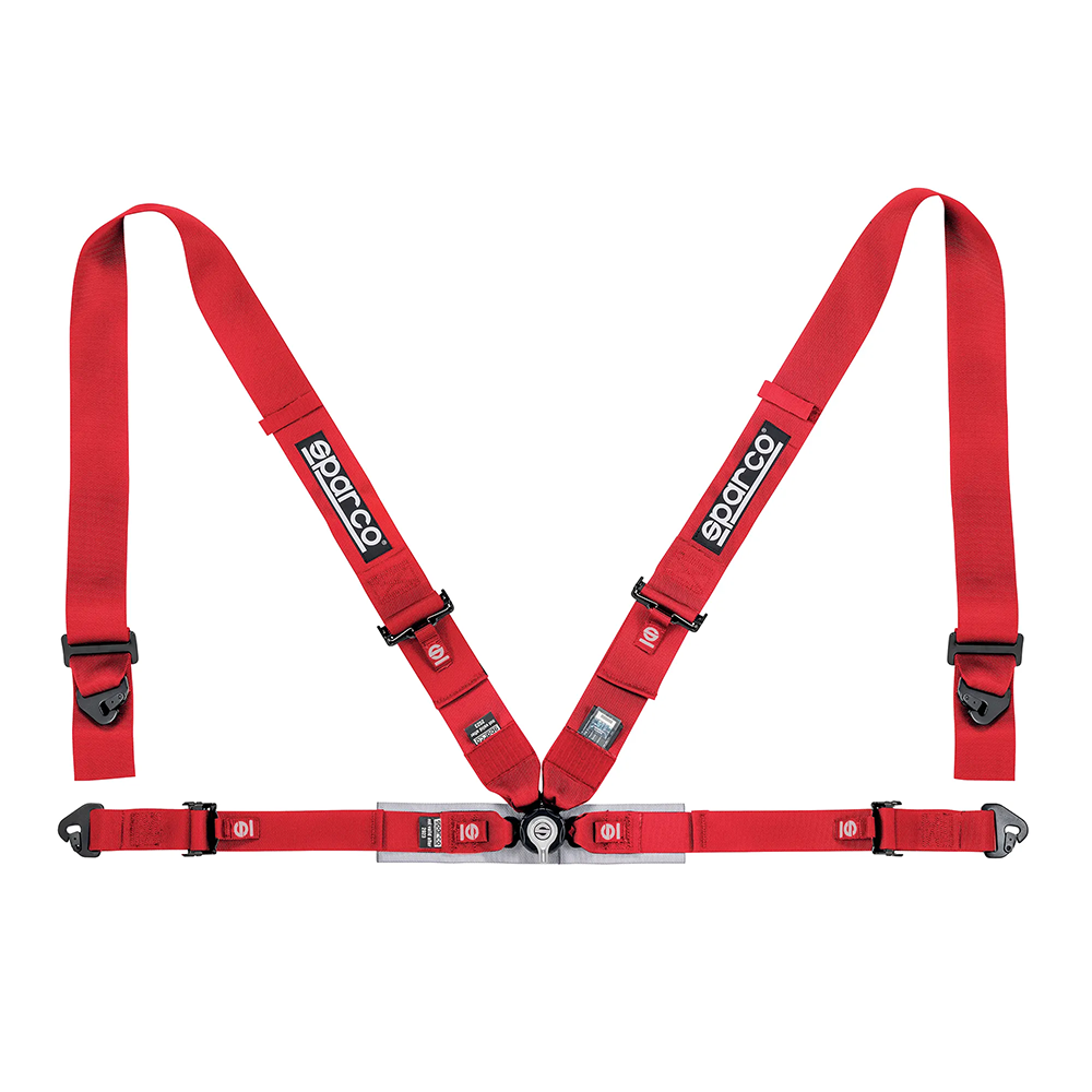 Harnais FIA Sparco Sport H-4 4 points 3 Rode uitvoering van het Sparco 4-punts clubsport harnas