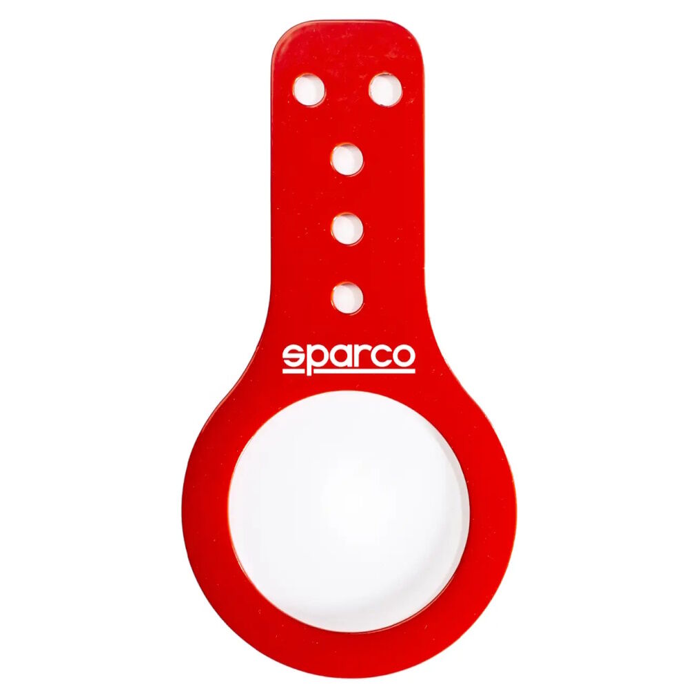 Sparco stalen sleepoog rood 2 Rood geschroefd sleepoog van Sparco met oog van 80 mm