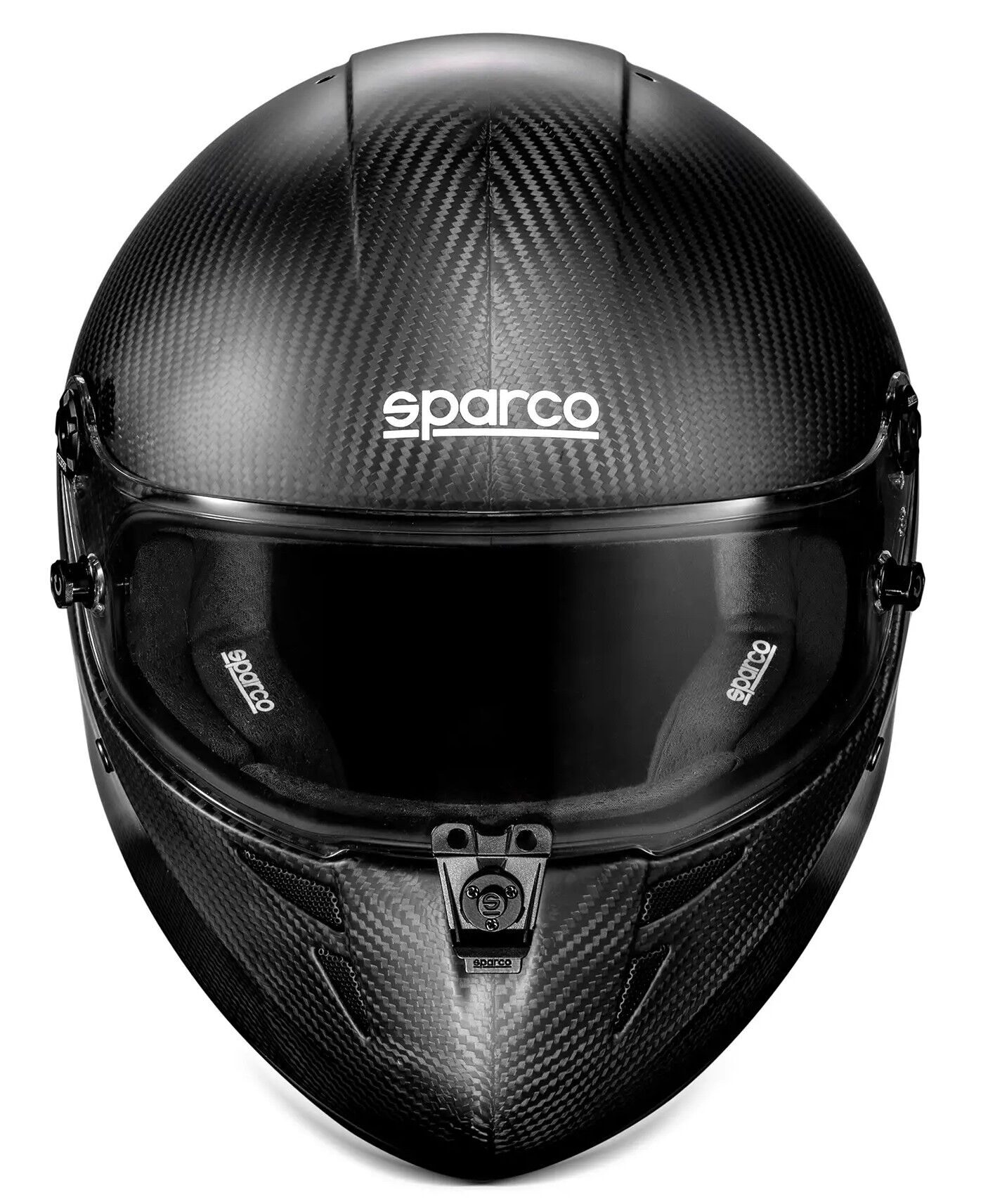 Casque de karting Sparco Stealth KF Carbon 3 Zijaanzicht van de zwarte Stealth KF Carbon helm met vizier