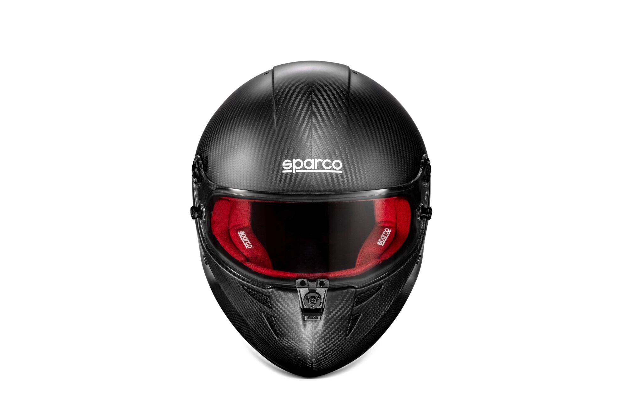 Casque de karting Sparco Stealth KF Carbon 5 Zijkant van de Stealth KF Carbon in carbon met rood