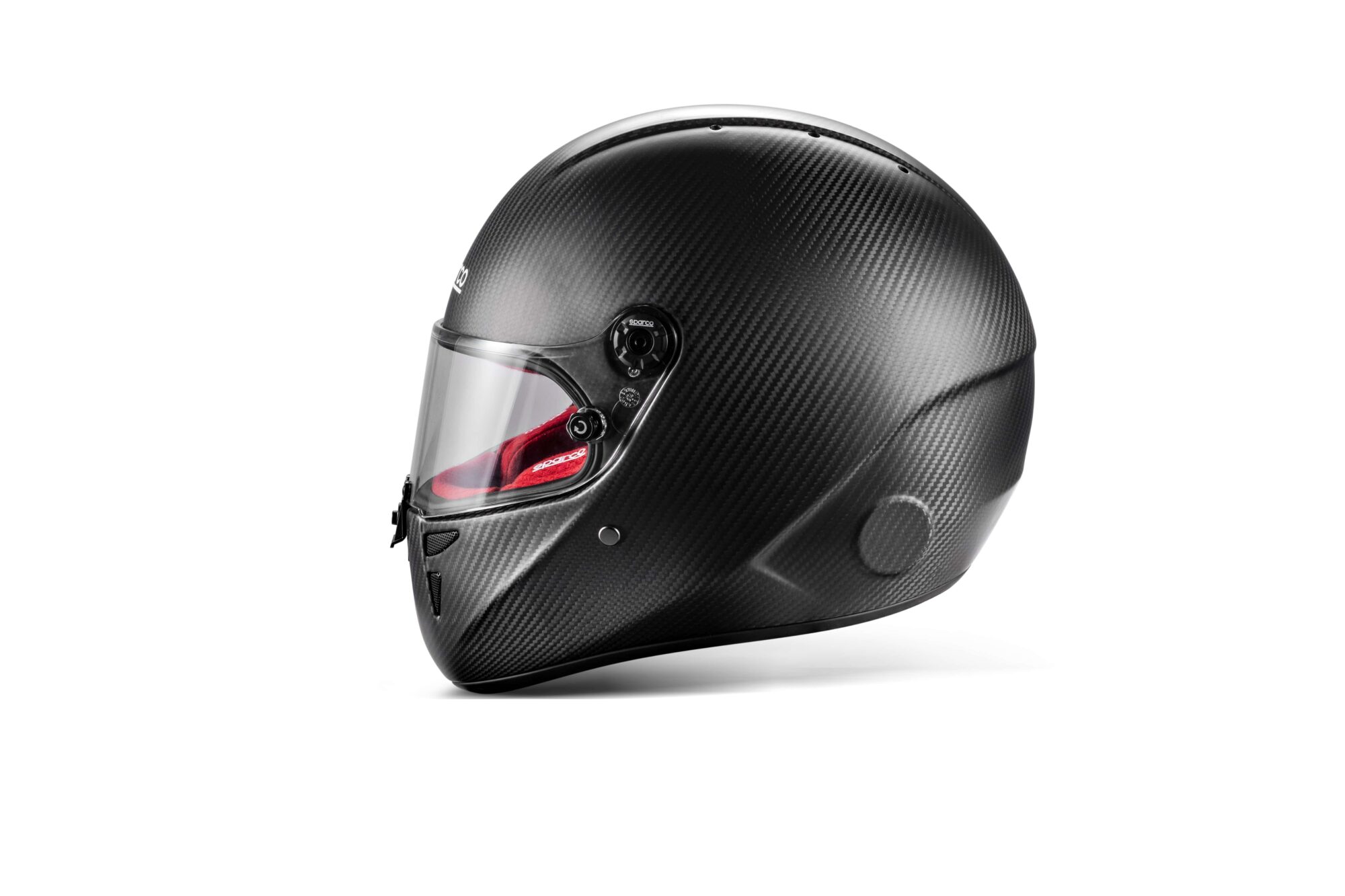 Casque de karting Sparco Stealth KF Carbon 6 Achteraanzicht van de rood met carbon Sparco Stealth KF helm