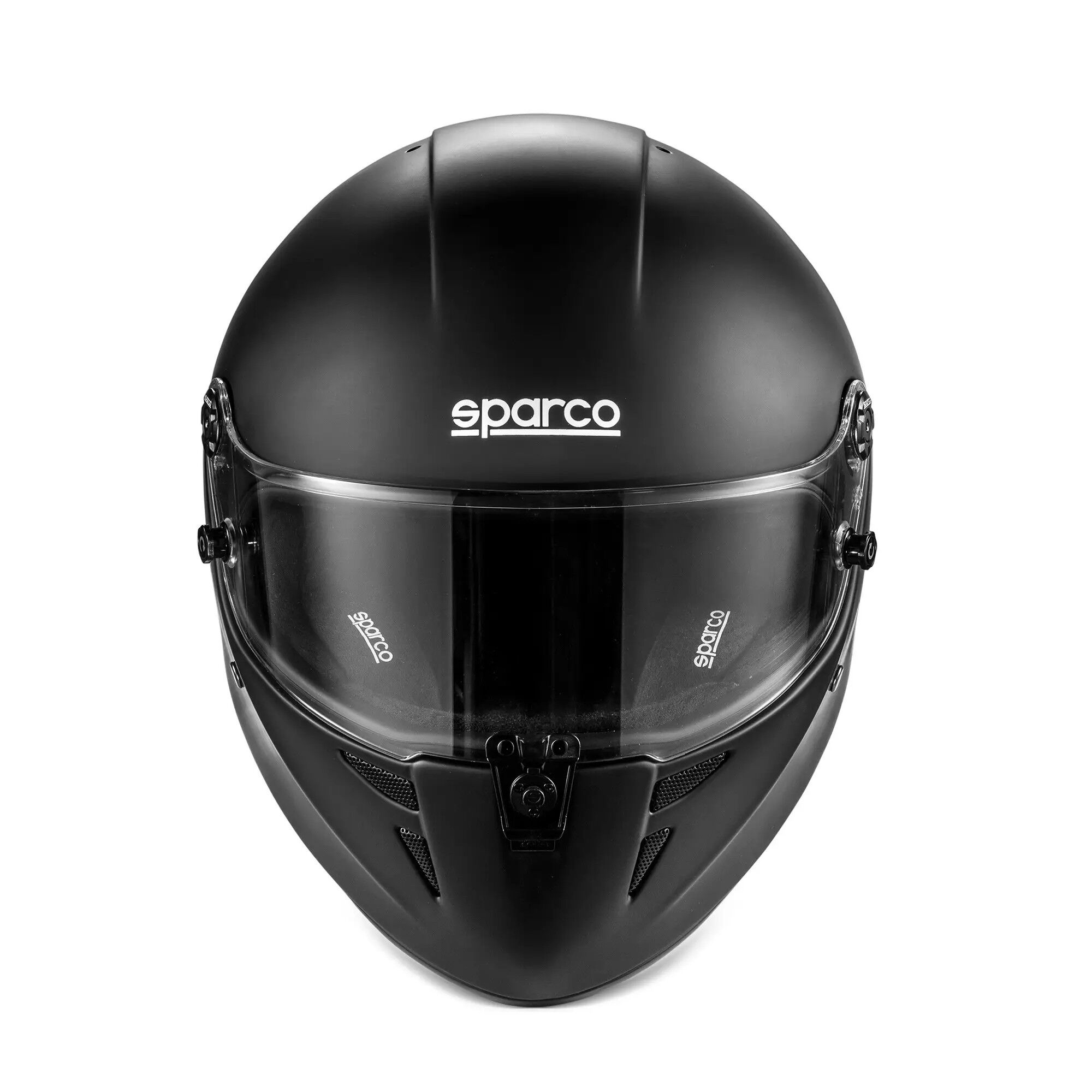 Sparco Stealth KF karthelm 3 Zijaanzicht van de zwarte Sparco Stealth KF met ventilatieopeningen