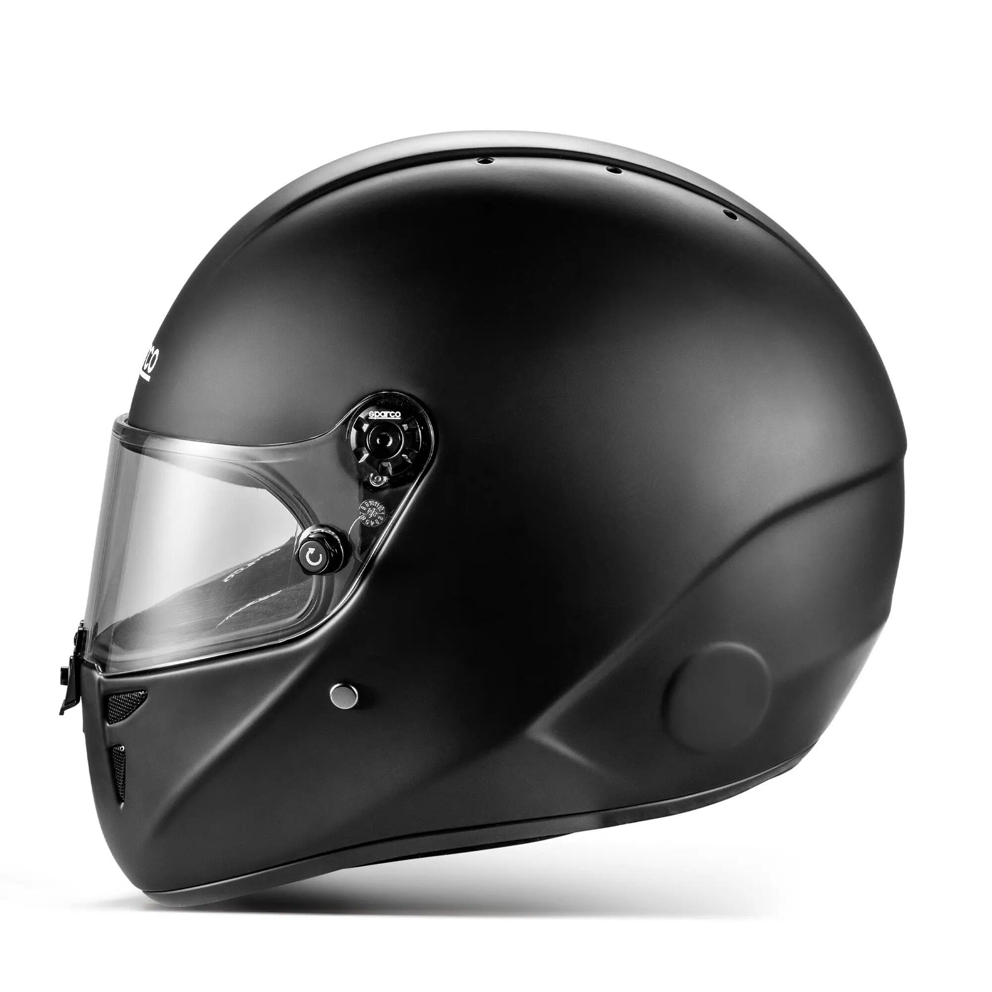 Sparco Stealth KF karthelm 4 Achterkant van de matzwarte Sparco Stealth KF helm