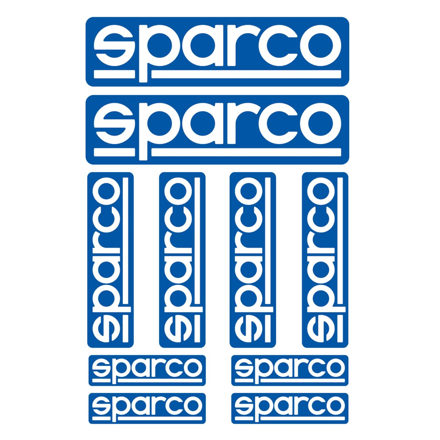 Kit de 10 autocollants Sparco 1 Sparco stickerset met tien blauwe logostickers in drie formaten